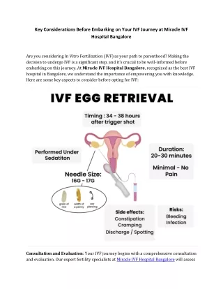 Key Considerations Before Embarking on Your IVF Journey at Miracle IVF Hospital Bangalore