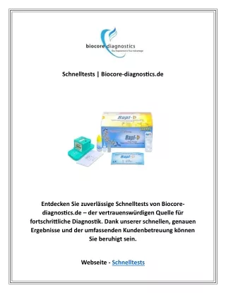 Schnelltests | Biocore-diagnostics.de
