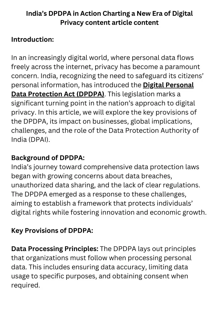 india s dpdpa in action charting