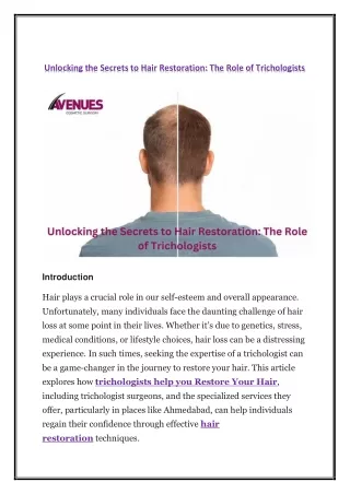 Unlocking the Secrets to Hair Restoration The Role of Trichologists