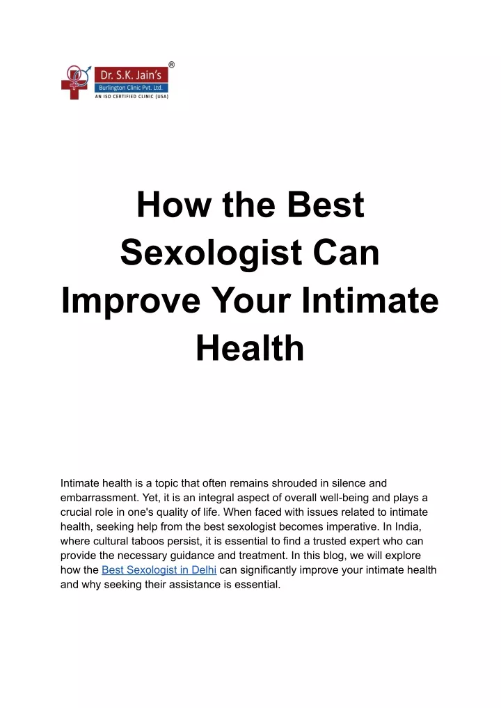 how the best sexologist can improve your intimate