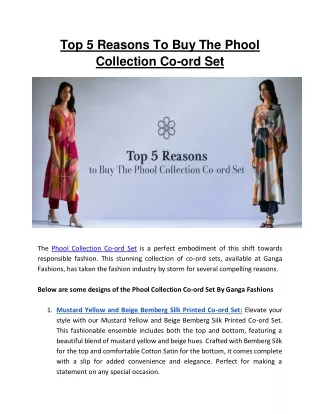 Top 5 Reasons to Buy the Phool Collection Co-ord Set