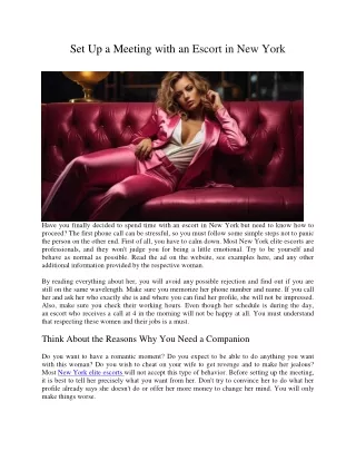 set up a meeting with an escort in new york