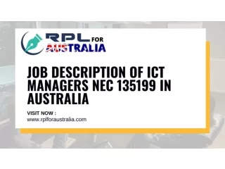 Job Description of ICT Managers NEC 135199 In Australia