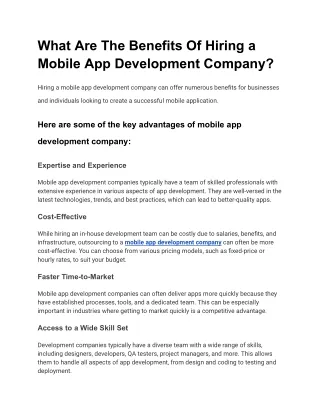 What Are The Benefits Of Hiring a Mobile App Development Company