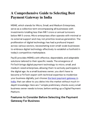 A Comprehensive Guide to Selecting Best Payment Gateway in India