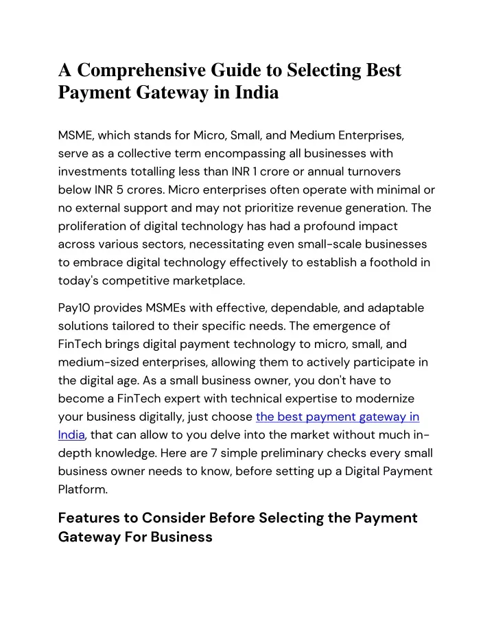 a comprehensive guide to selecting best payment