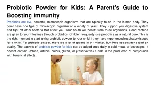 Probiotic Powder for Kids_ A Parent's Guide to Boosting Immunity
