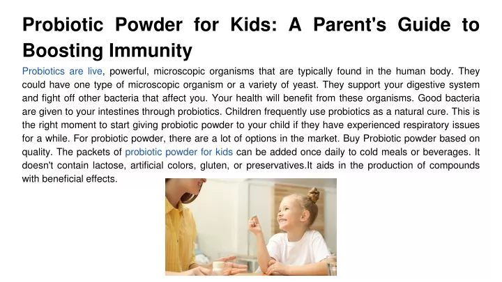 probiotic powder for kids a parent s guide to boosting immunity