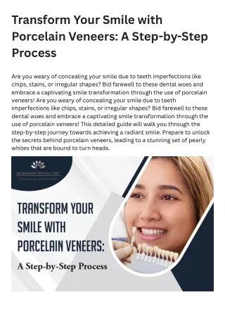 Transform Your Smile with Porcelain Veneers A Step-by-Step Process