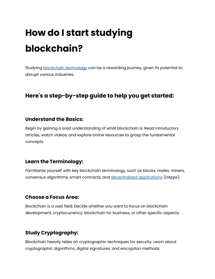 how do i start studying blockchain