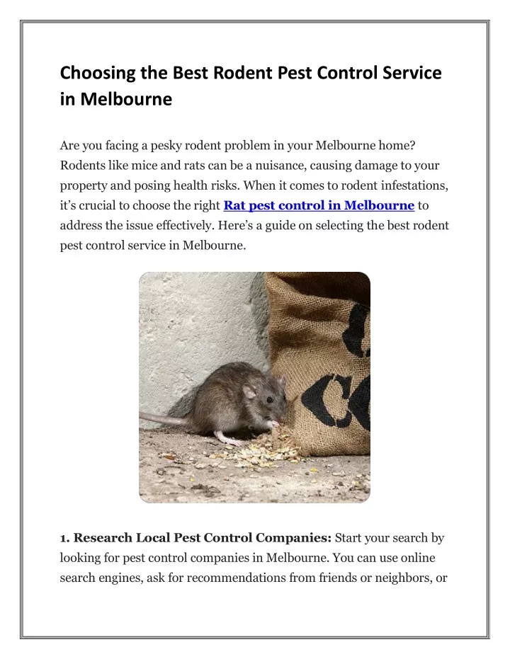 choosing the best rodent pest control service