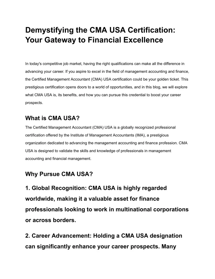demystifying the cma usa certification your