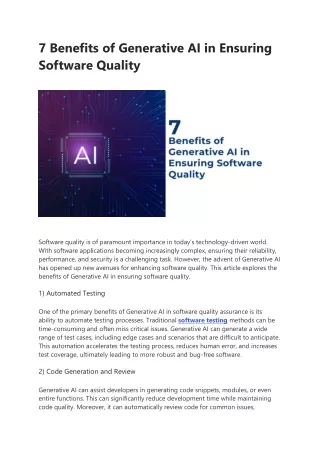 7 benefits of generative ai in ensuring software