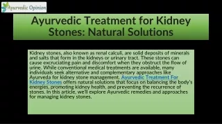 ayurvedic treatment for kidney stones natural solutions