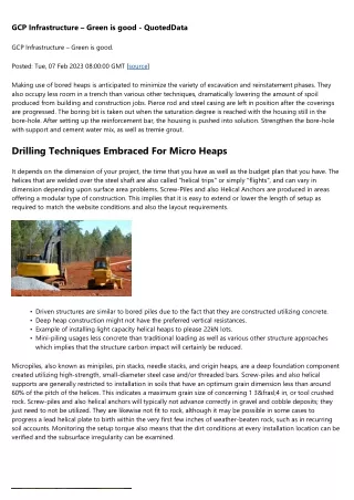 Advantages Of Piling And Also Mini-piling