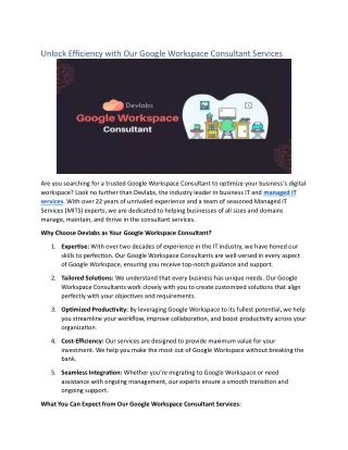 Unlock Efficiency with Our Google Workspace Consultant Services