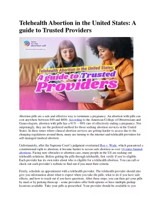 Telehealth Abortion in the United States: A Guide to Trusted Providers