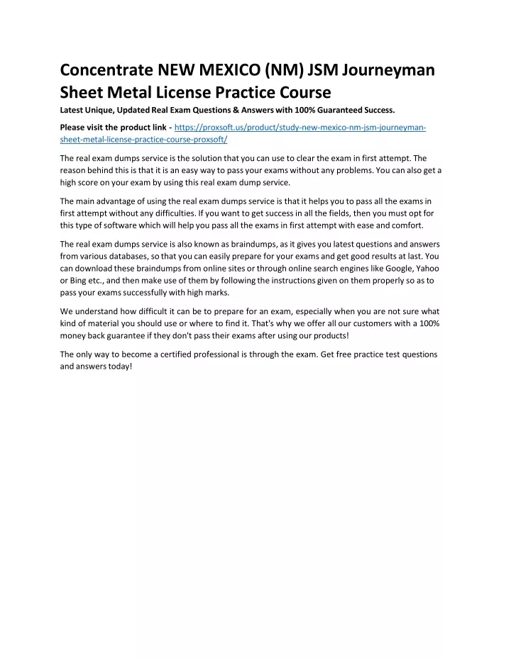 concentrate new mexico nm jsm journeyman sheet metal license practice course