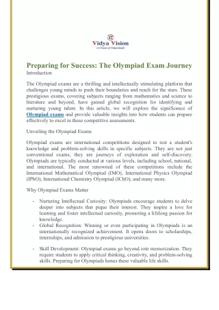 Preparing for Success: The Olympiad Exam Journey