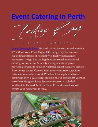 Event Catering in Perth
