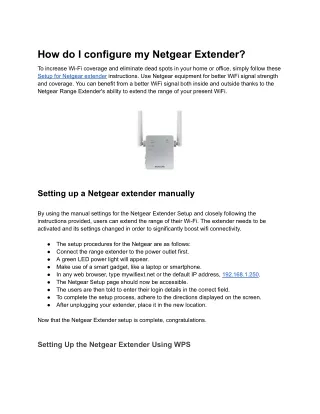 How do I configure my Netgear Extender