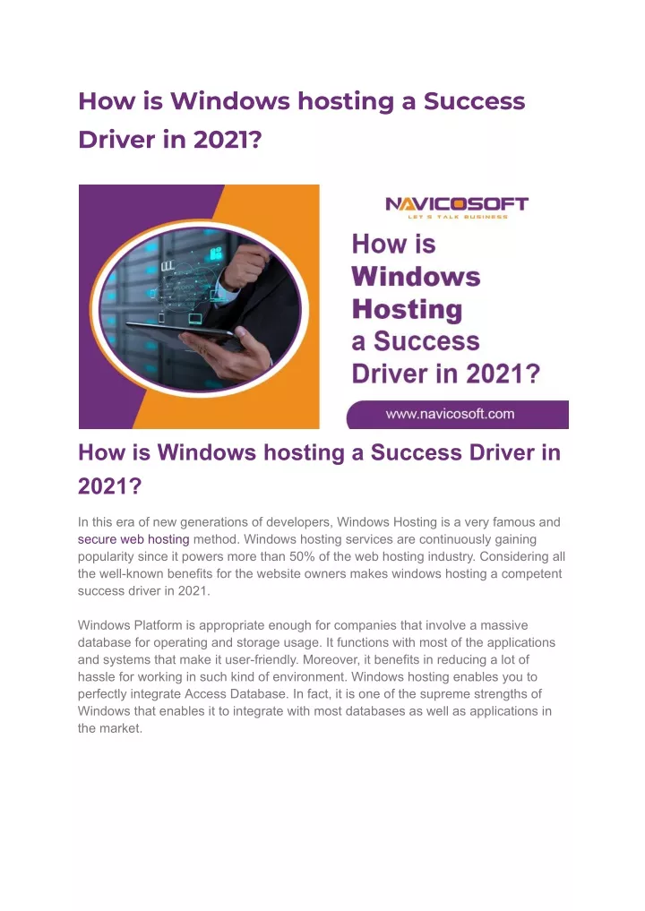 how is windows hosting a success driver in 2021