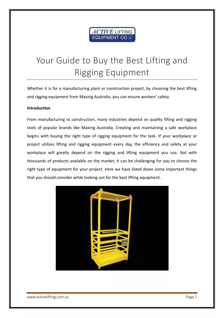 your guide to buy the best lifting and rigging