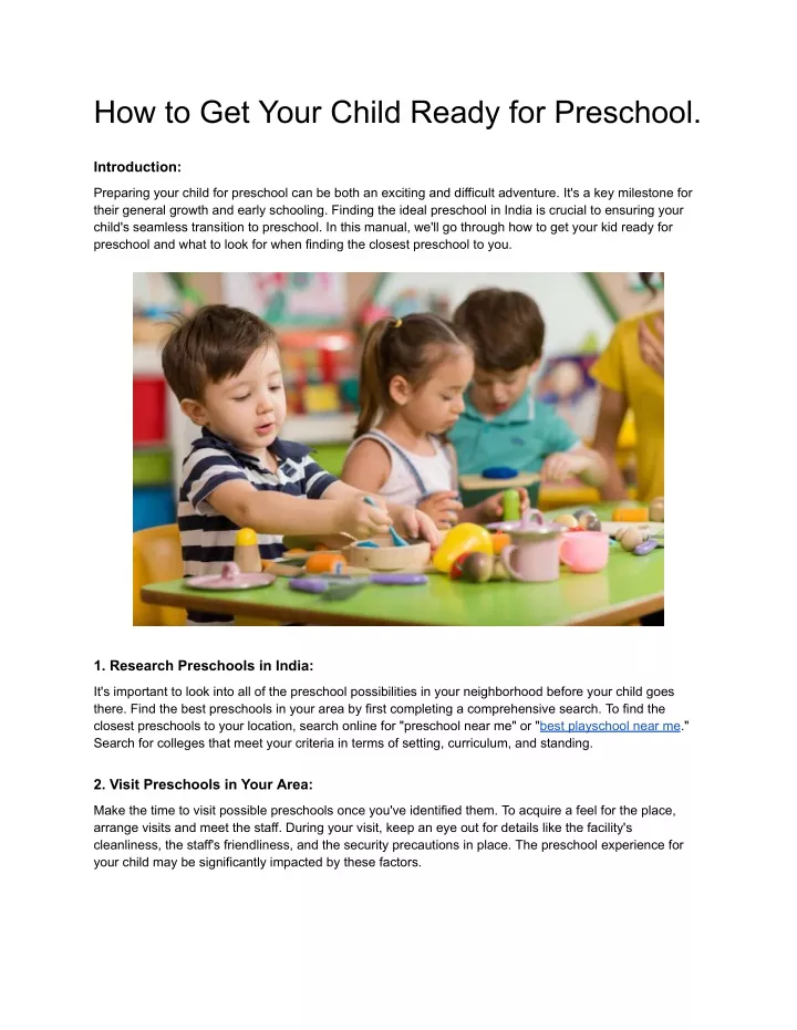 how to get your child ready for preschool