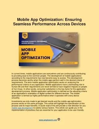 Mobile App Optimization: Ensuring Seamless Performance Across Devices