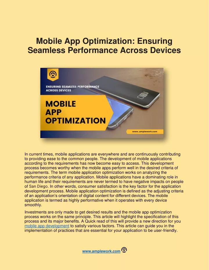 mobile app optimization ensuring seamless