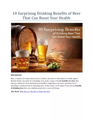 10 Surprising Bene ts of Drinking Beer That Can Boost Your Health
