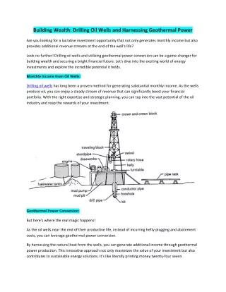 Building Wealth Drilling Oil Wells and Harnessing Geothermal Power