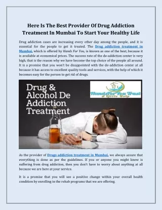 Drug Addiction Treatment In Mumbai