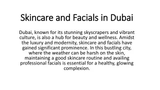Skincare and Facials in Dubai