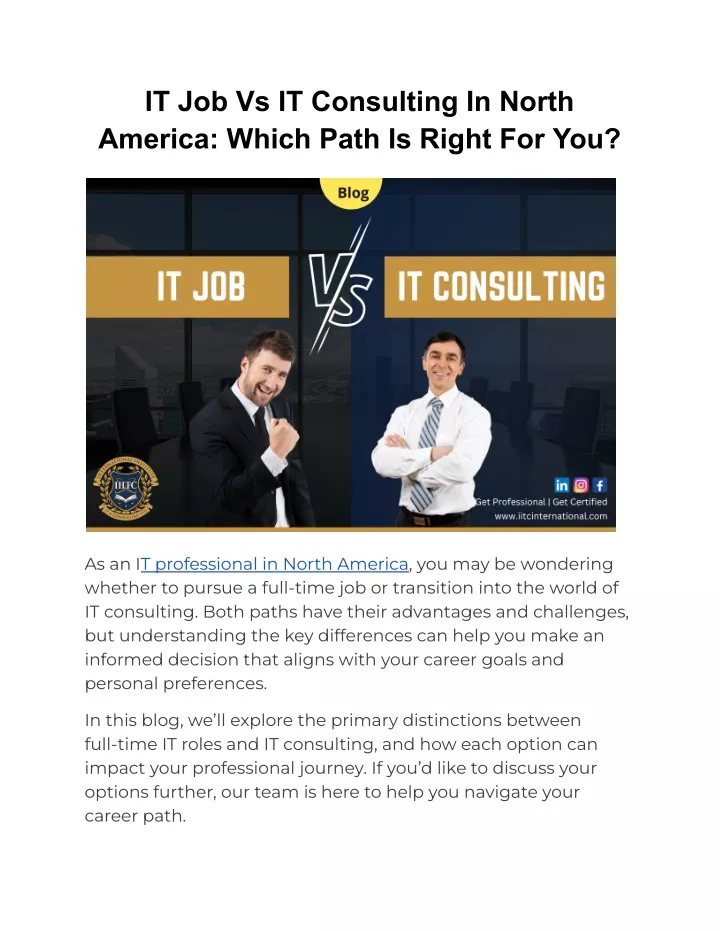 it job vs it consulting in north america which