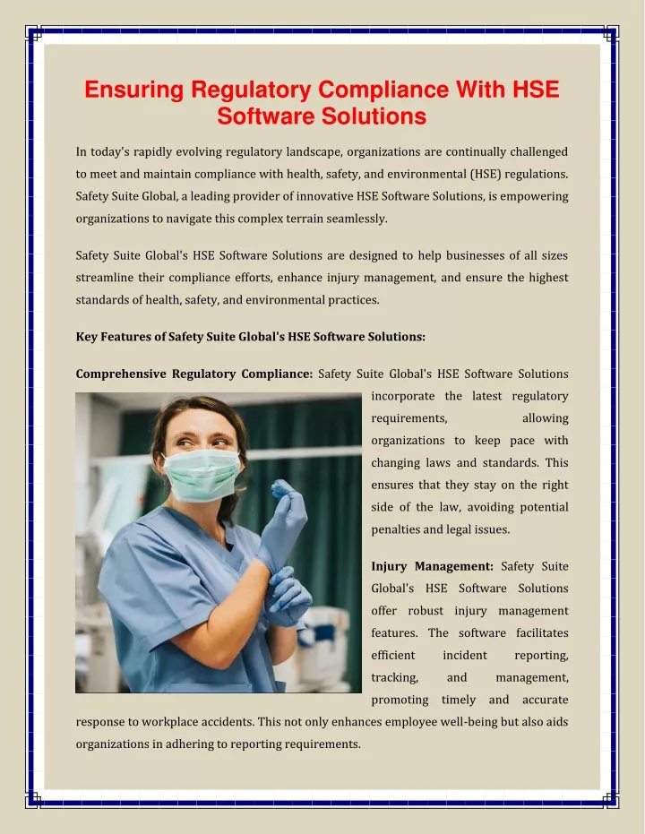 ensuring regulatory compliance with hse software