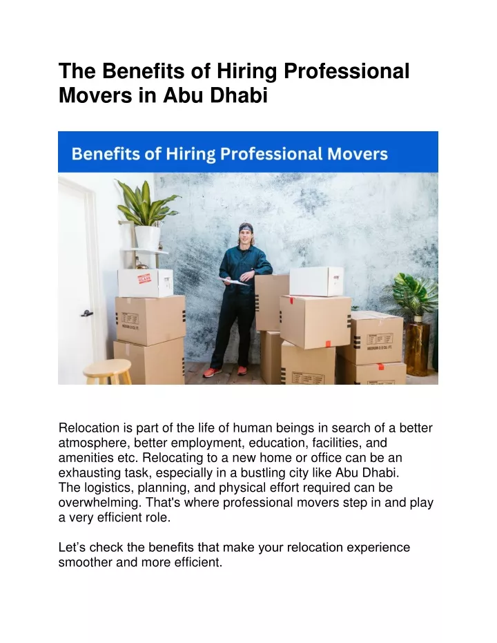 the benefits of hiring professional movers