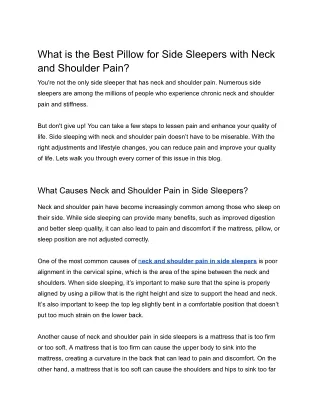 How to Find Perfect Pillow for Side Sleepers: Alleviate Neck and Shoulder Pain