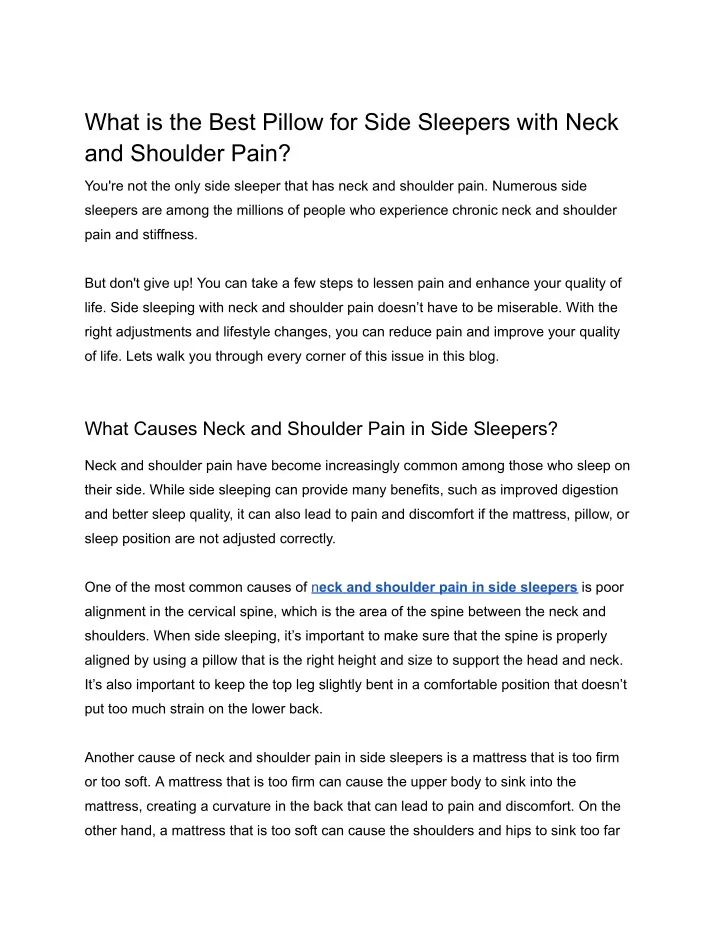 what is the best pillow for side sleepers with