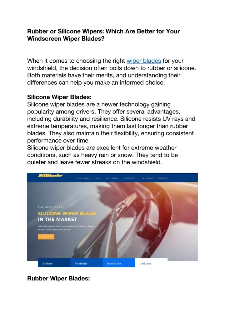 rubber or silicone wipers which are better