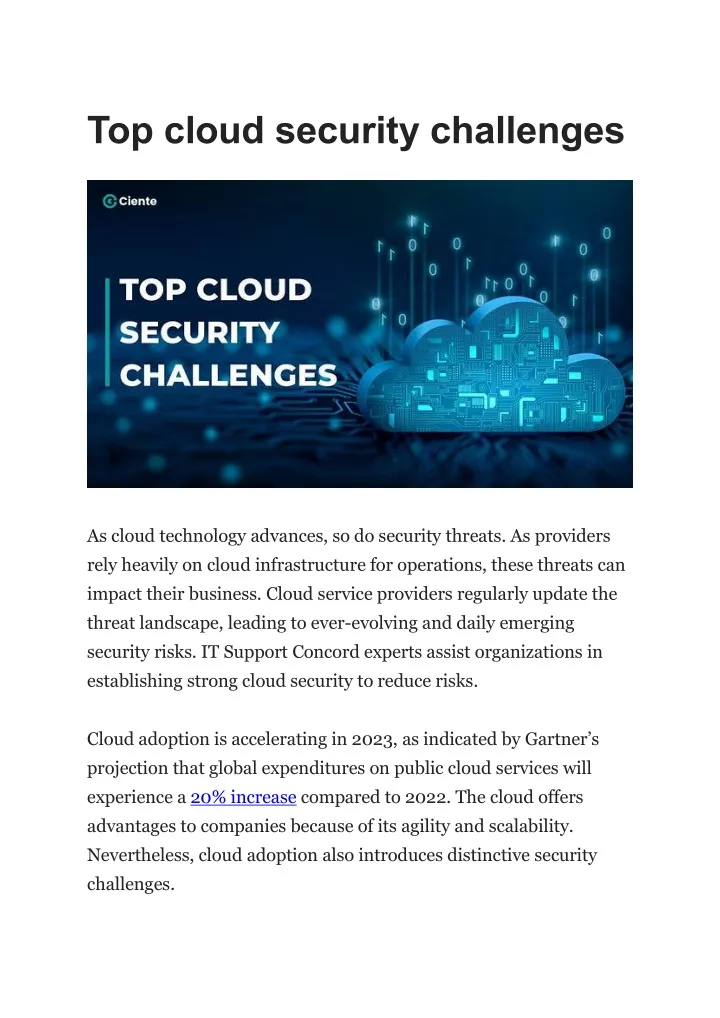 top cloud security challenges
