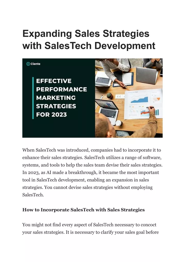 expanding sales strategies with salestech