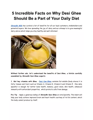 5 Incredible Facts on Why Desi Ghee Should Be a Part of Your Daily Diet