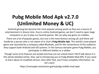 Pubg Mobile Mod Apk v2.7.0 (Unlimited Money & UC)