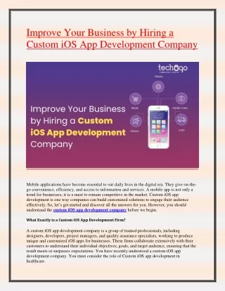 Improve Your Business by Hiring a Custom iOS App Development Company
