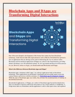 Blockchain Apps and DApps are Transforming Digital Interactions