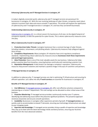 enhancing cybersecurity and it managed services