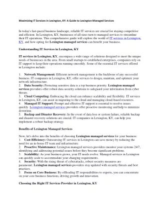 maximizing it services in lexington ky a guide
