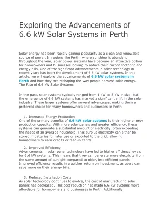 Exploring the Advancements of 6.6 kW Solar Systems in Perth